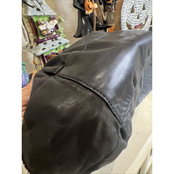 Vintage DKNY Black Leather Hobo Bag Soft Gold Handbag Y2K Purse Shoulder Bag - Picture 6 of 16